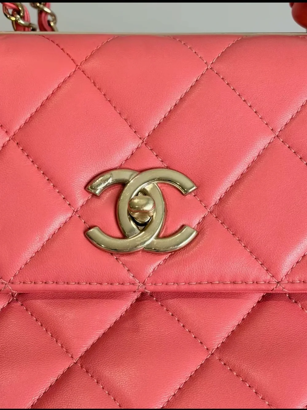 Chanel Trendy CC Top Handle Flap Bag Lambskin Leather GHW